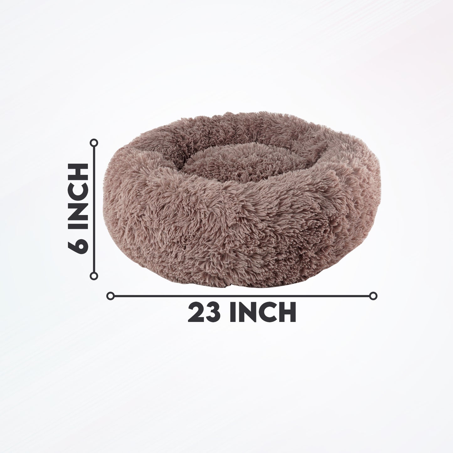 Details Calming Dog and Cat Bed, Soft Round Donut Bed for Pets, Super Lux, Shaggy Fur Cushion Beds