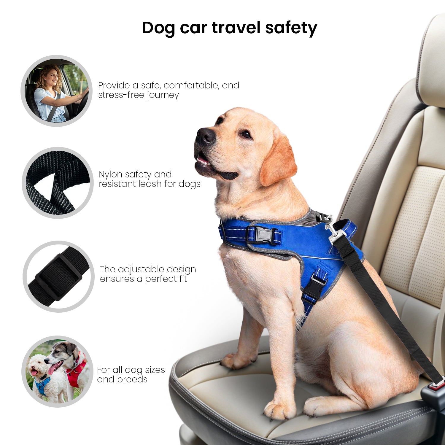 Car Harness for Dogs Safety Leash Pet Seatbelt