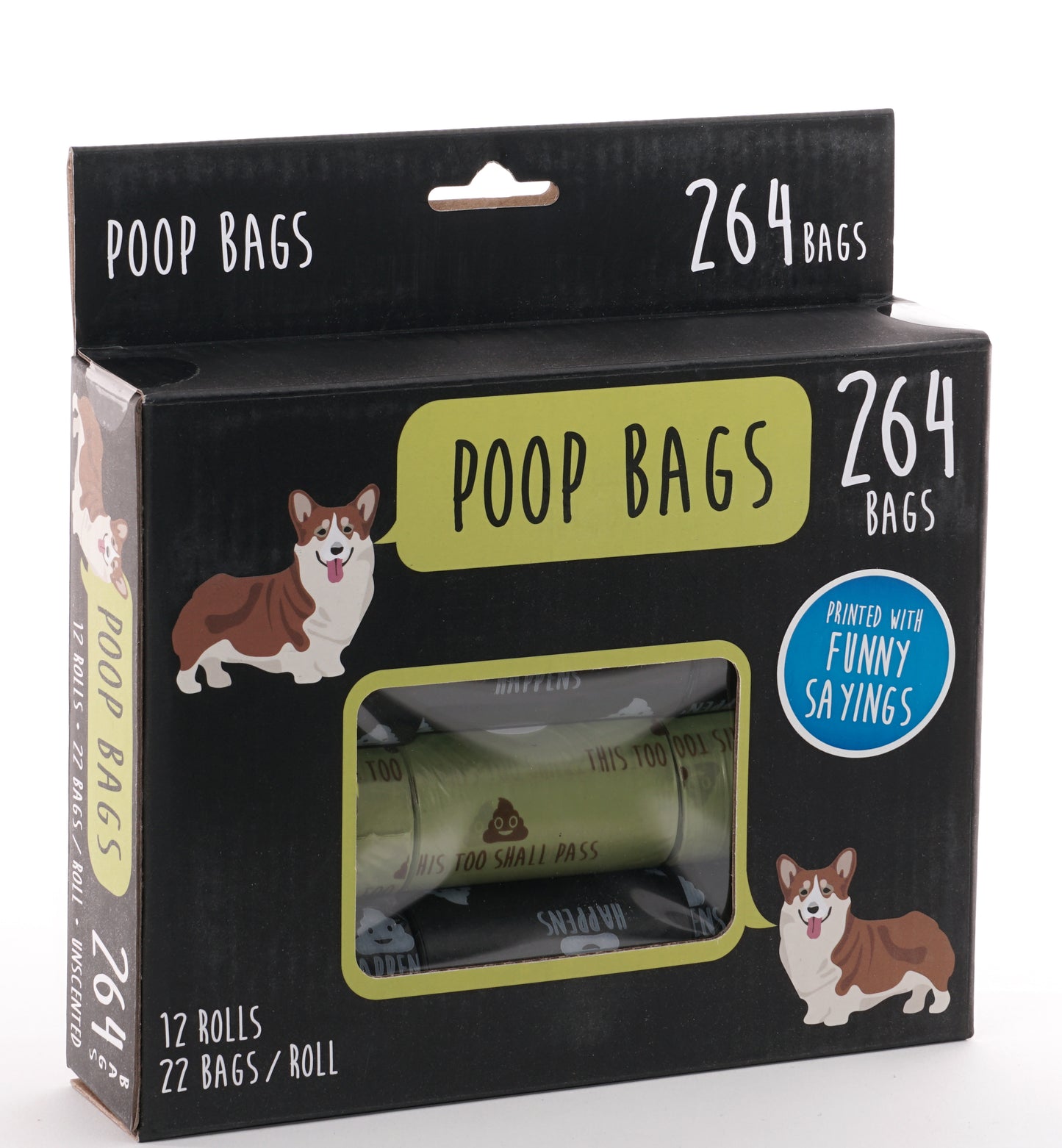 Precious Tails Dog Poop Bags, Humorous Pet Waste Bag Refills for Dogs, Leak-Proof and Durable, 264 ct