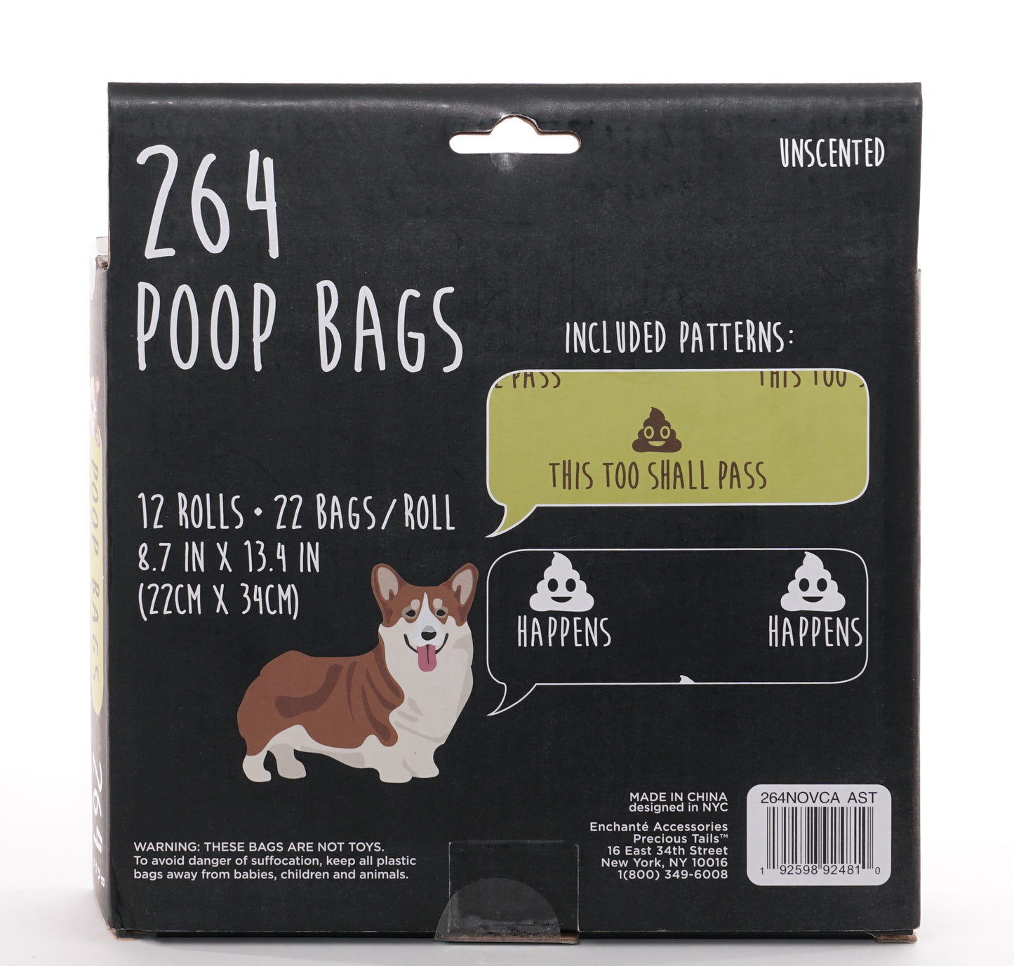 Precious Tails Dog Poop Bags, Humorous Pet Waste Bag Refills for Dogs, Leak-Proof and Durable, 264 ct