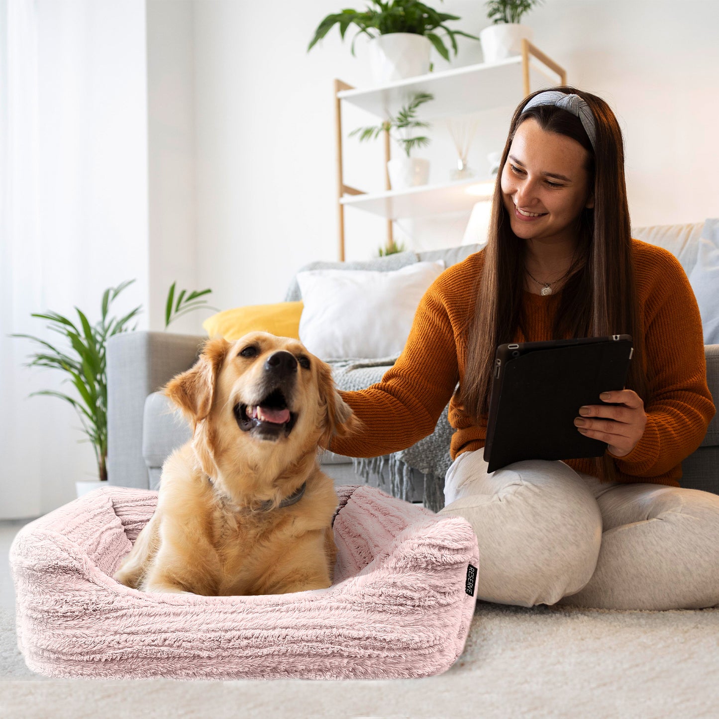 Reserve Jacquard Cuddler, Ultra-Soft & Elegant Pet Bed for Dogs & Cats, Designed for Comfort and Durability