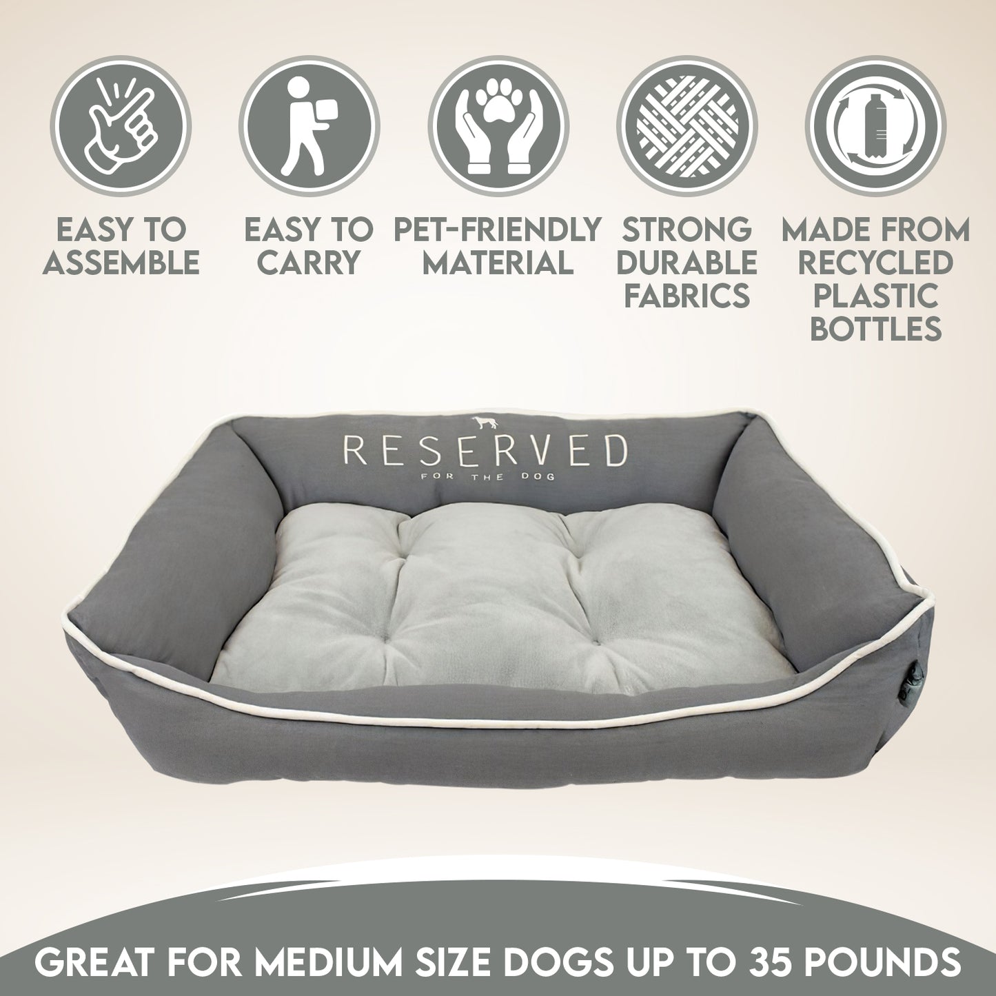 Details Cozy Reserved Orthopedic Pet Bed -  Cuddler Bed for Cats and Dogs - Bolster Dog Couch Beds with Sides