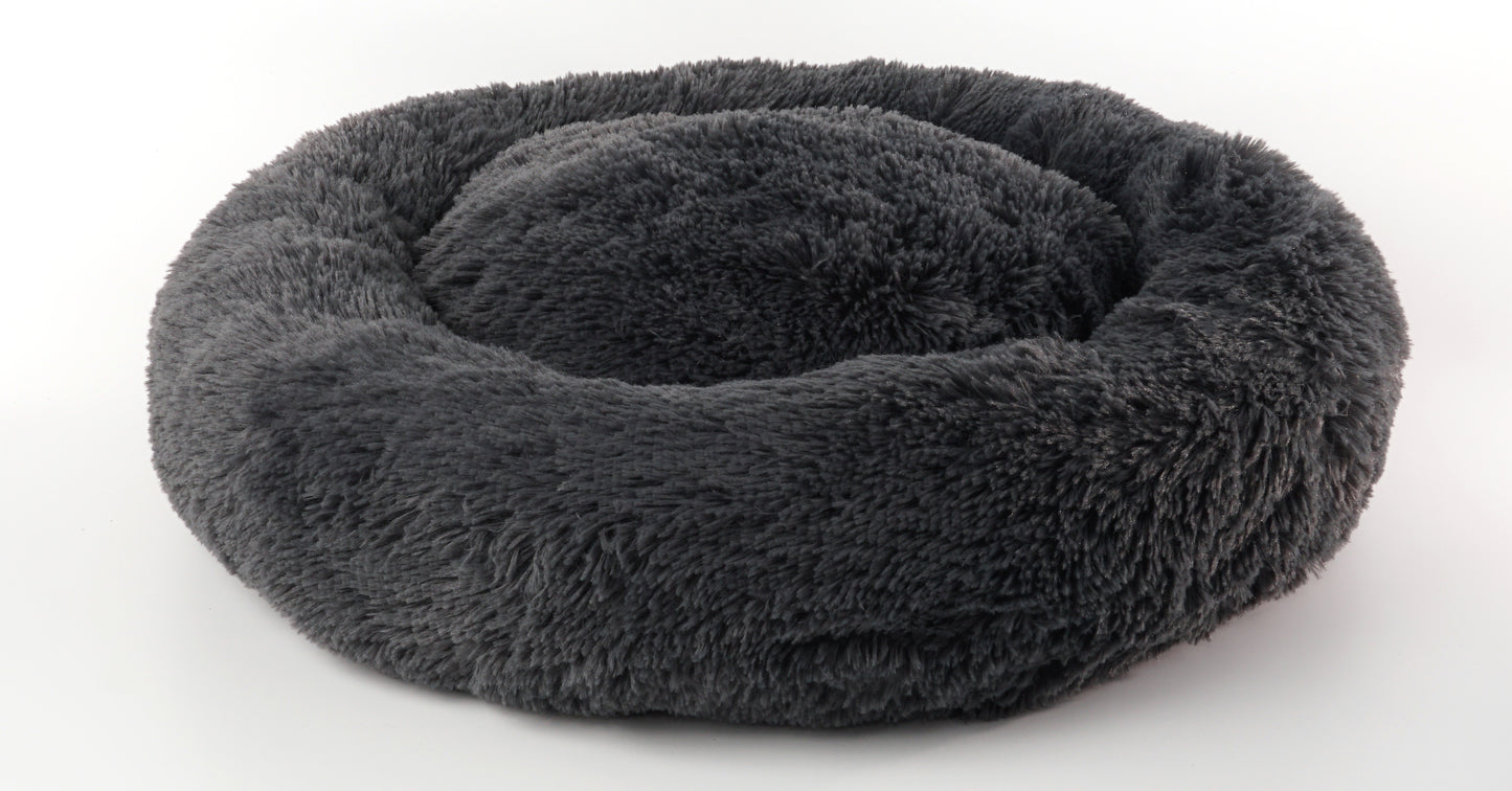 Details Calming Dog and Cat Bed, Soft Round Donut Bed for Pets, Super Lux, Shaggy Fur Cushion Beds