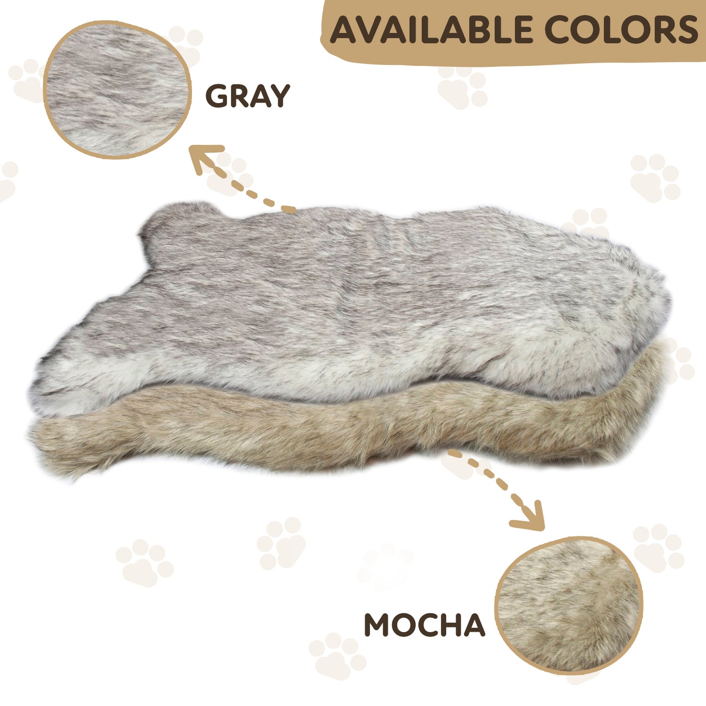 Precious Tails Faux Fur Dog  Bed -  Furry Dog Mat for Sleeping - Couch Cover Protector for Pet Cats and Dogs