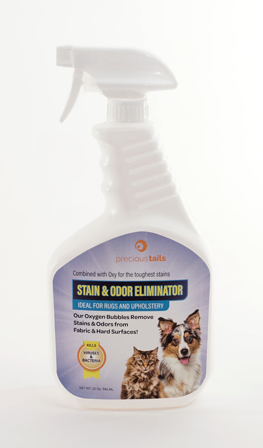 Precious Tails Stain and Odor Eliminator Spray, Carpet Cleaner and Stain Remover For Pet Cat and Dog Pee Urine Poop, Safe for Home and Pets