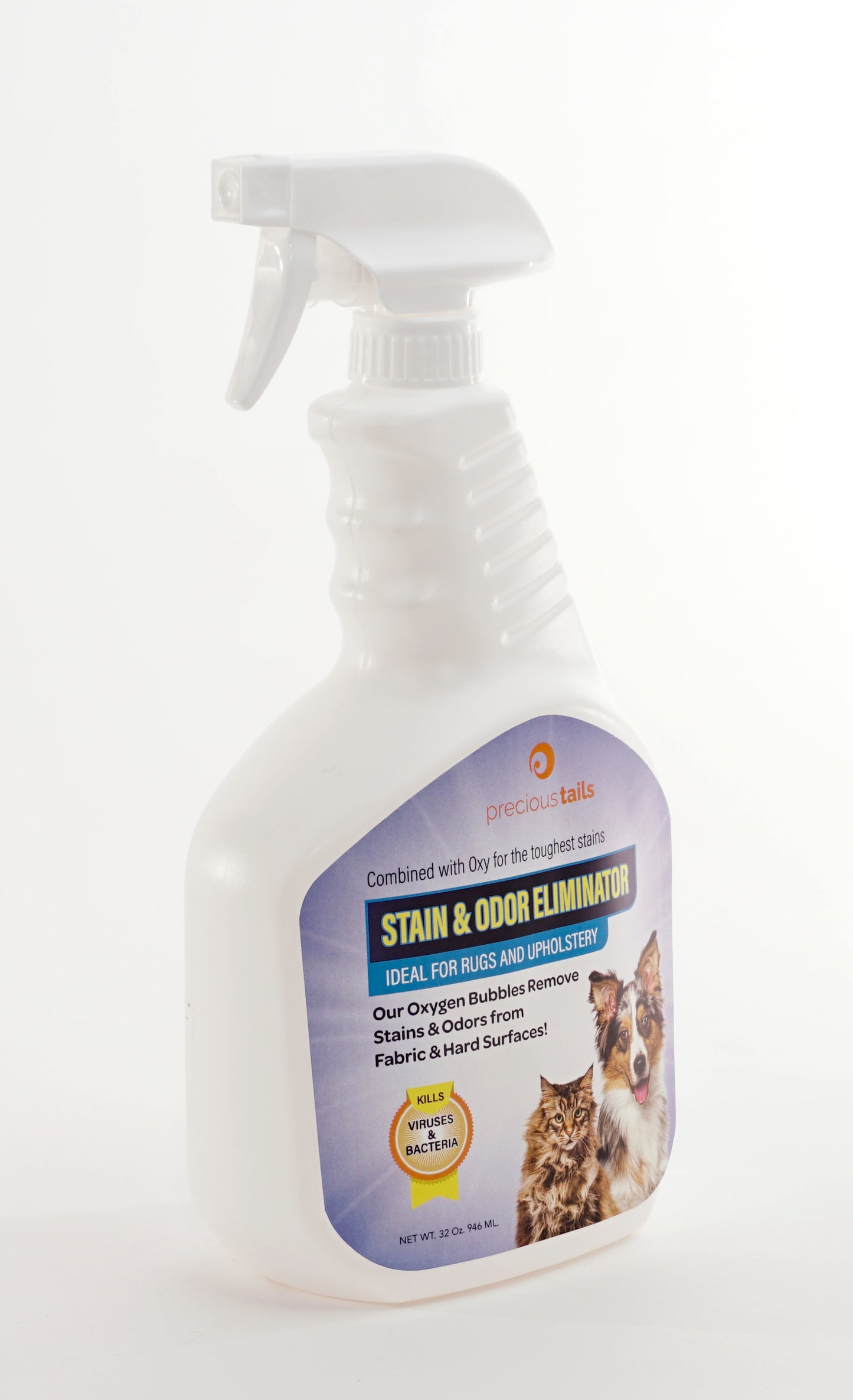 Precious Tails Stain and Odor Eliminator Spray, Carpet Cleaner and Stain Remover For Pet Cat and Dog Pee Urine Poop, Safe for Home and Pets