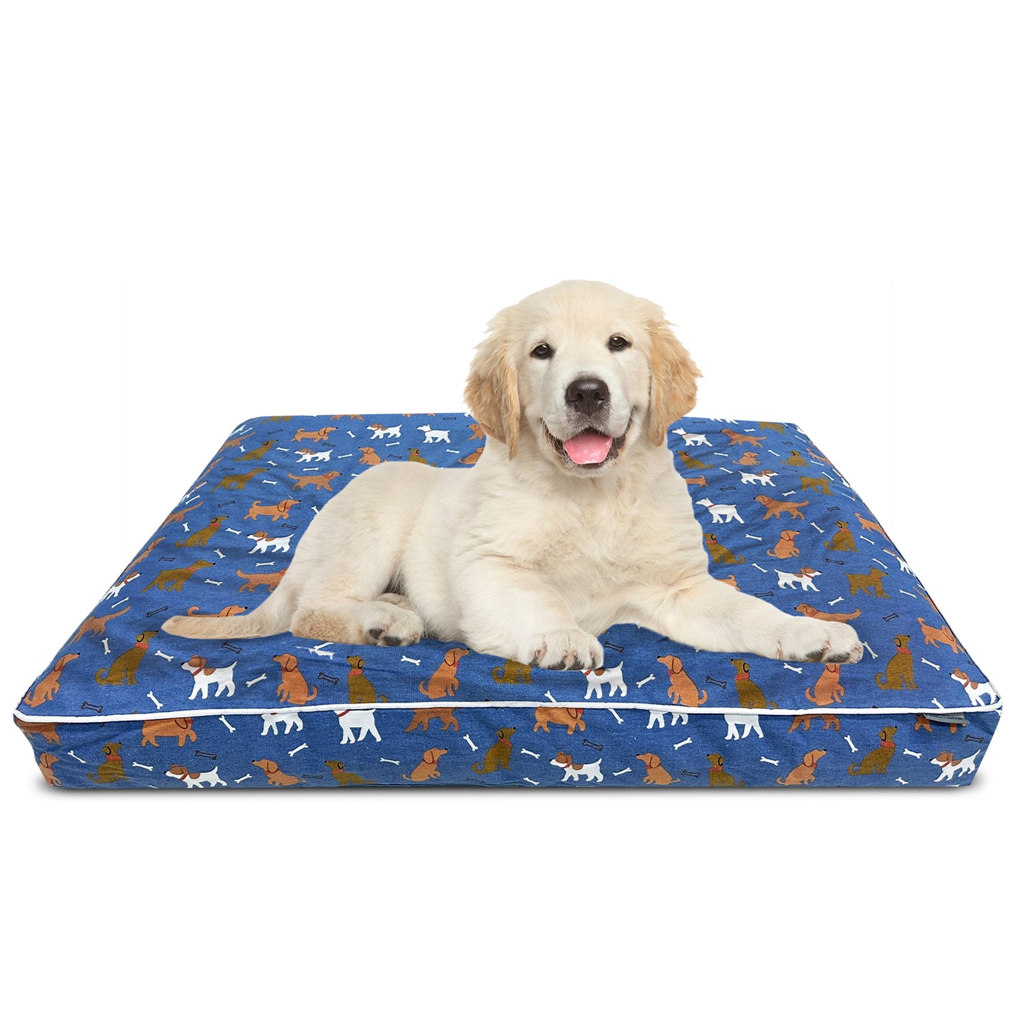 Paws and Décor Orthopedic Dog Bed With Dogs and Bones Print - Comfortable, Durable, and Supportive Pet Bed for Joint Health, Ideal for All Dog Breeds