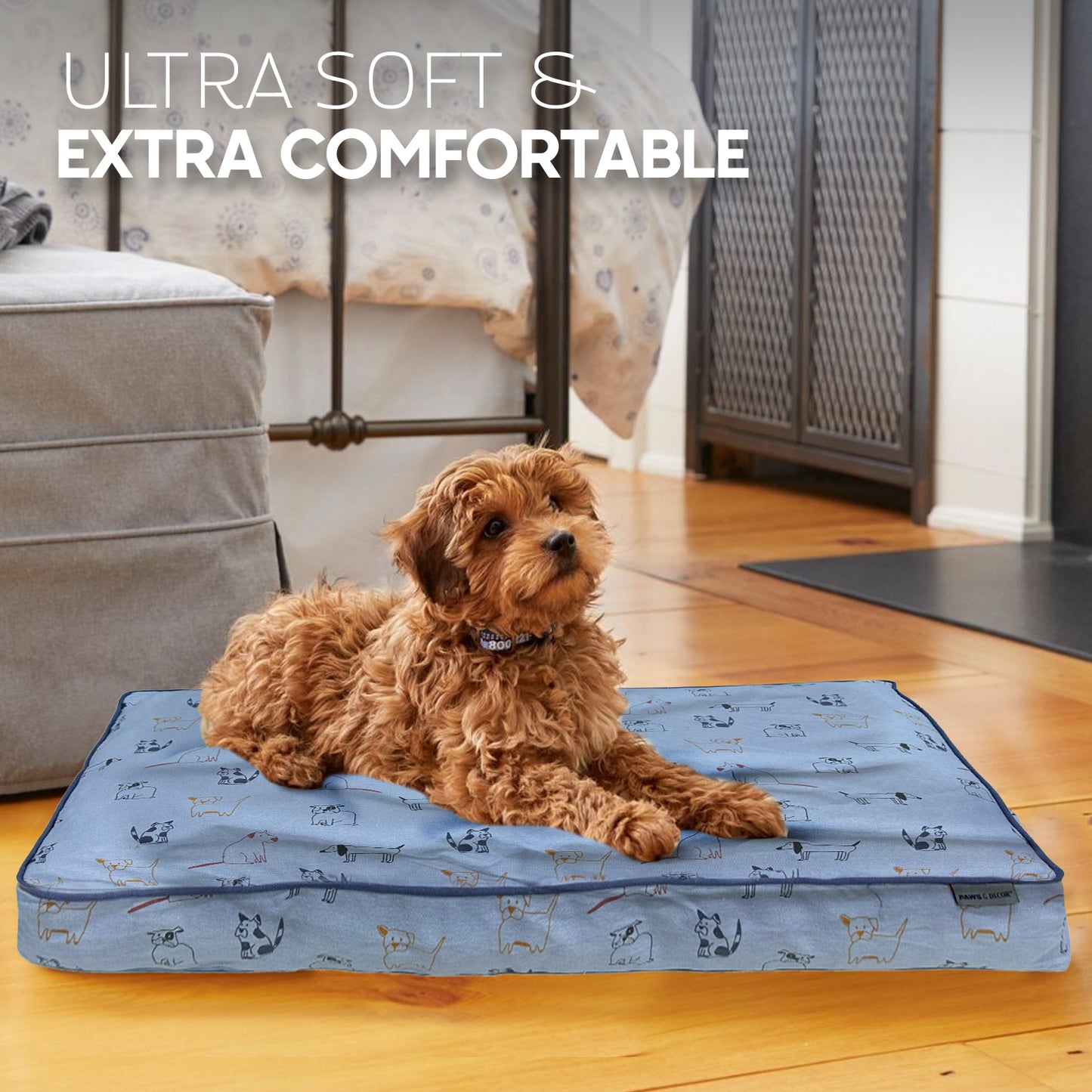 Paws and Décor Orthopedic Dog Bed - Enhanced Joint Support with Outlined Dog Design, Durable High-Density Foam Mattress for Comfort For Dogs.