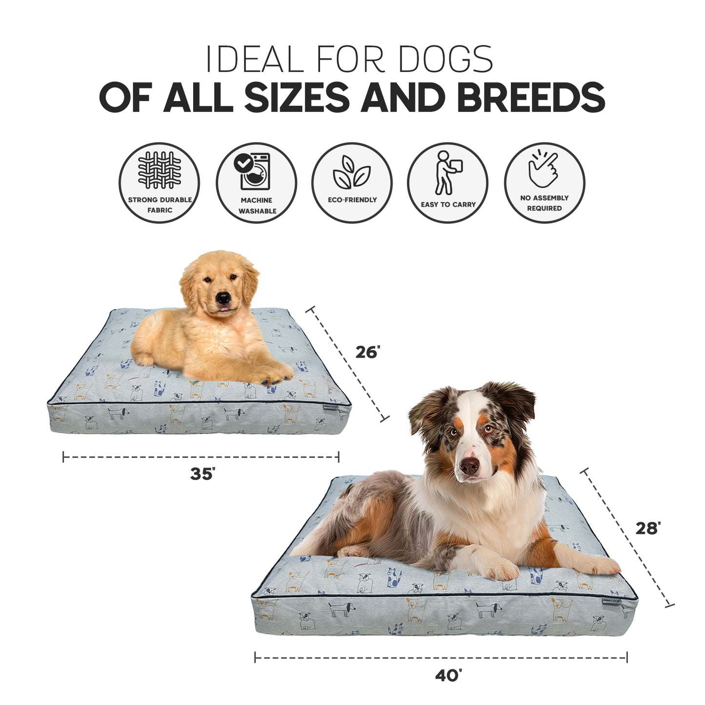 Paws and Décor Orthopedic Dog Bed - Enhanced Joint Support with Outlined Dog Design, Durable High-Density Foam Mattress for Comfort For Dogs.