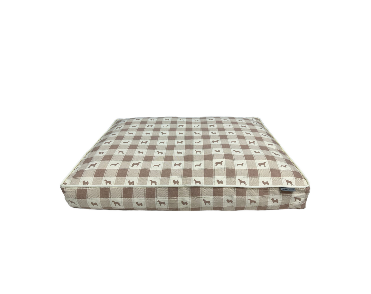 Paws and Décor Taupe Plaid Comfort Dog Bed - Elegant, Soft, and Durable Pet Bed for Dogs - High-Quality, Orthopedic Sleeping Pad with Fashionable Design