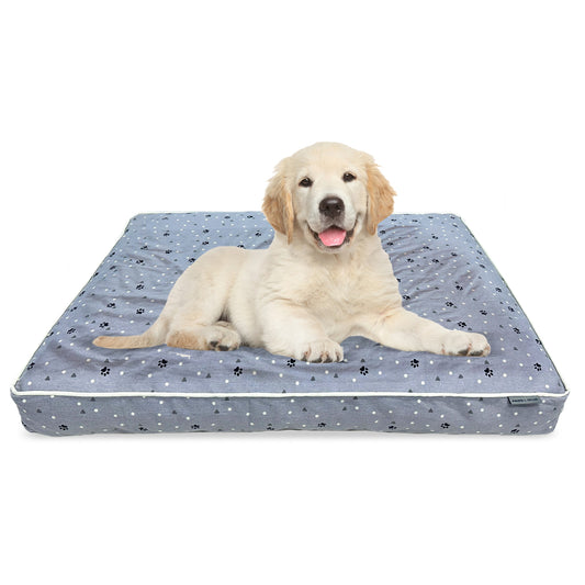 Paws and Décor Comfort Orthopedic Dog Bed - Durable, Supportive Sleeping Bed with Paws and Dots Pattern - Ideal for Joint Health and Comfort for All Breeds