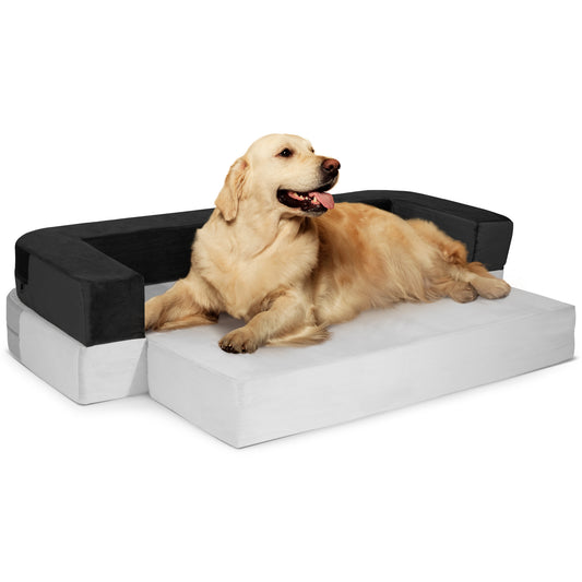 Restology Orthopedic Dog Bed, Convertible to Sofa Beds for Small Dogs, Foam Velvet Pet Bed Mat