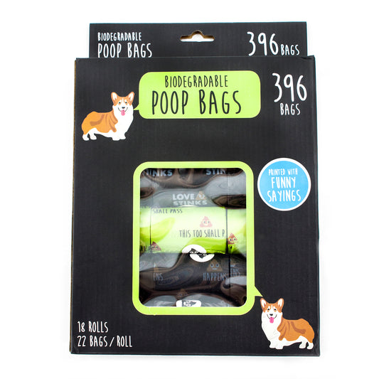 Precious Tails Dog Poop Bags, Biodegradable Humorous Pet Waste Bag Refills for Dogs, Leak-Proof, 396 ct