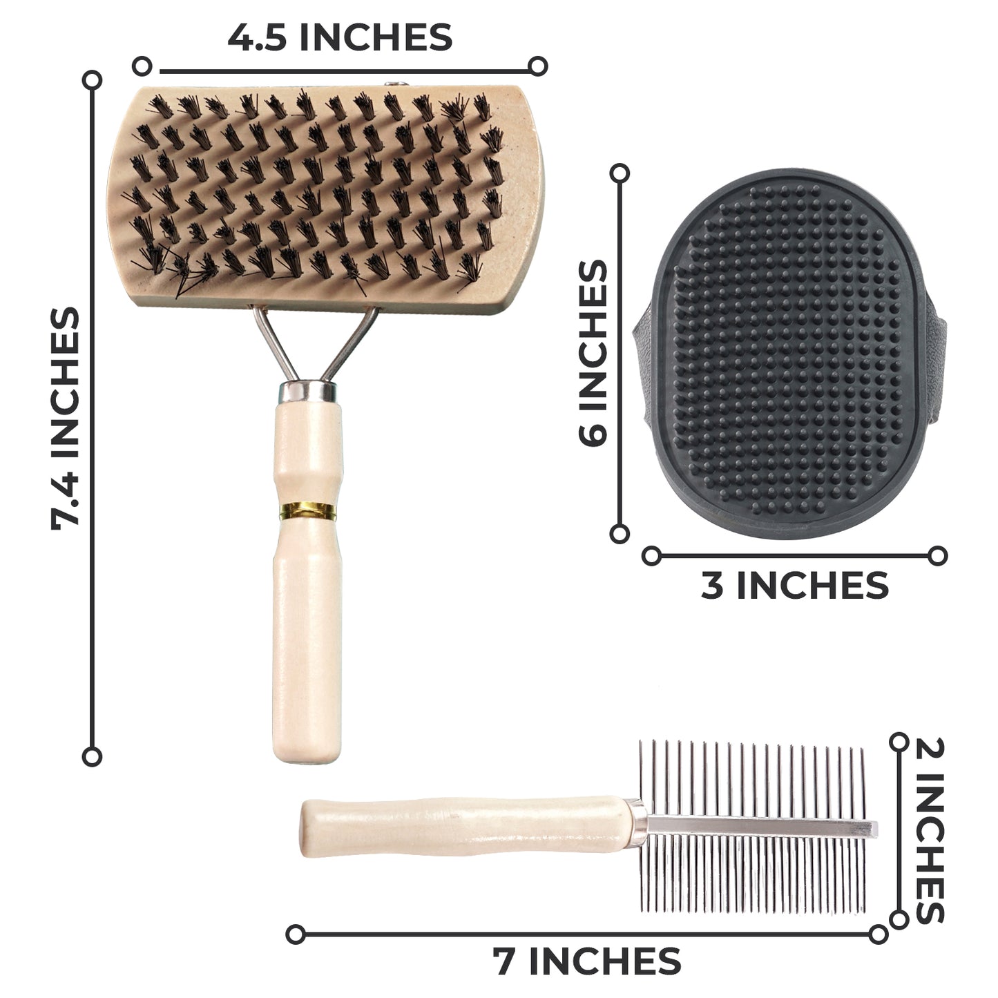 Precious Tails 3-Piece Pet Grooming Kit for Dogs and Cats, Brush Set for Removing Tangled Fur