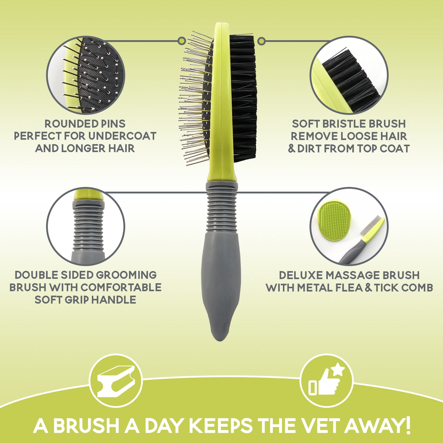 Precious Tails 3-Piece Pet Grooming Kit for Dogs and Cats, Brush Set for Removing Tangled Fur