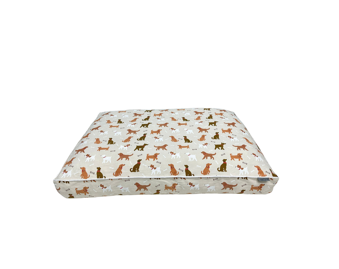 Paws and Décor Orthopedic Dog Bed With Dogs and Bones Print - Comfortable, Durable, and Supportive Pet Bed for Joint Health, Ideal for All Dog Breeds