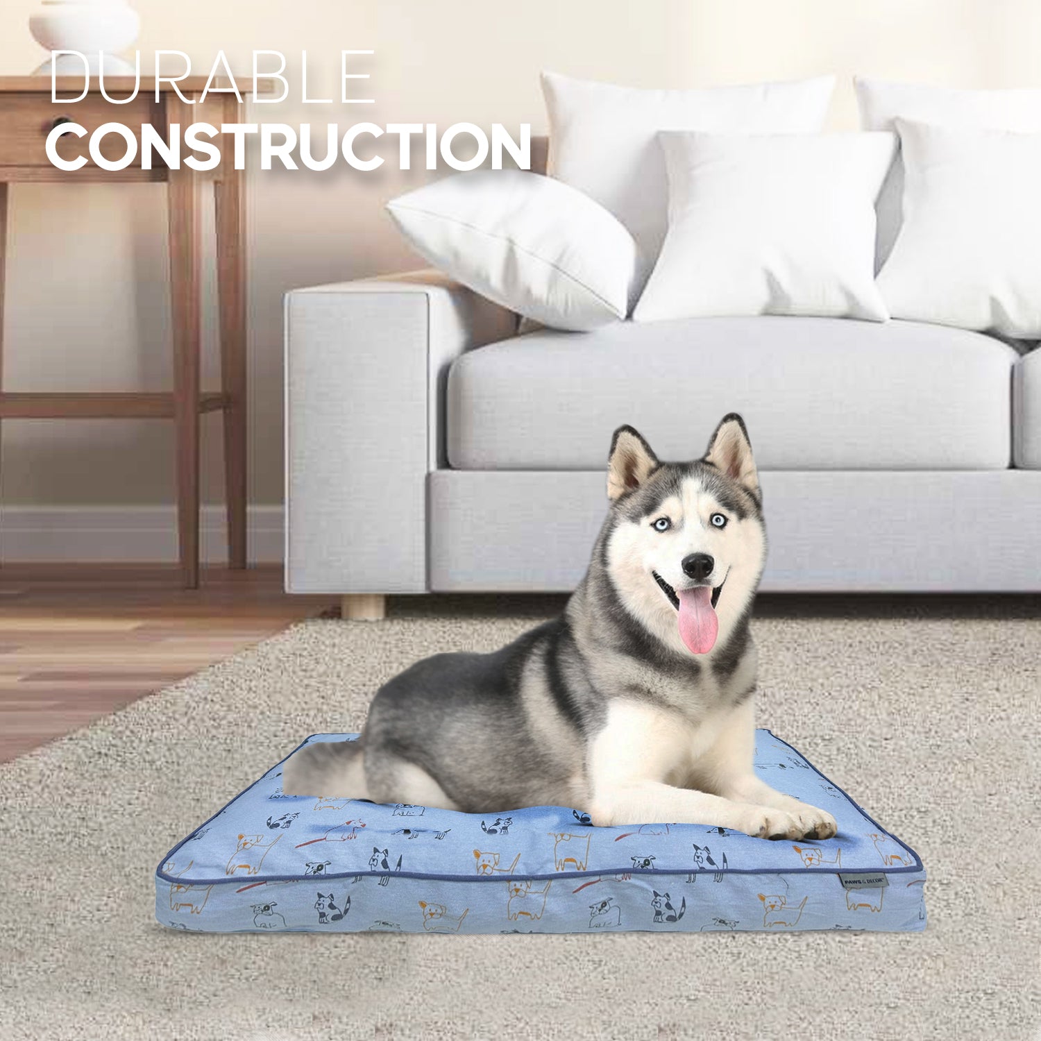 Paws and Decor Orthopedic Dog Bed Enhanced Joint Support with Outlined Dog Design Durable High Density Foam Mattress for Comfort For Dogs