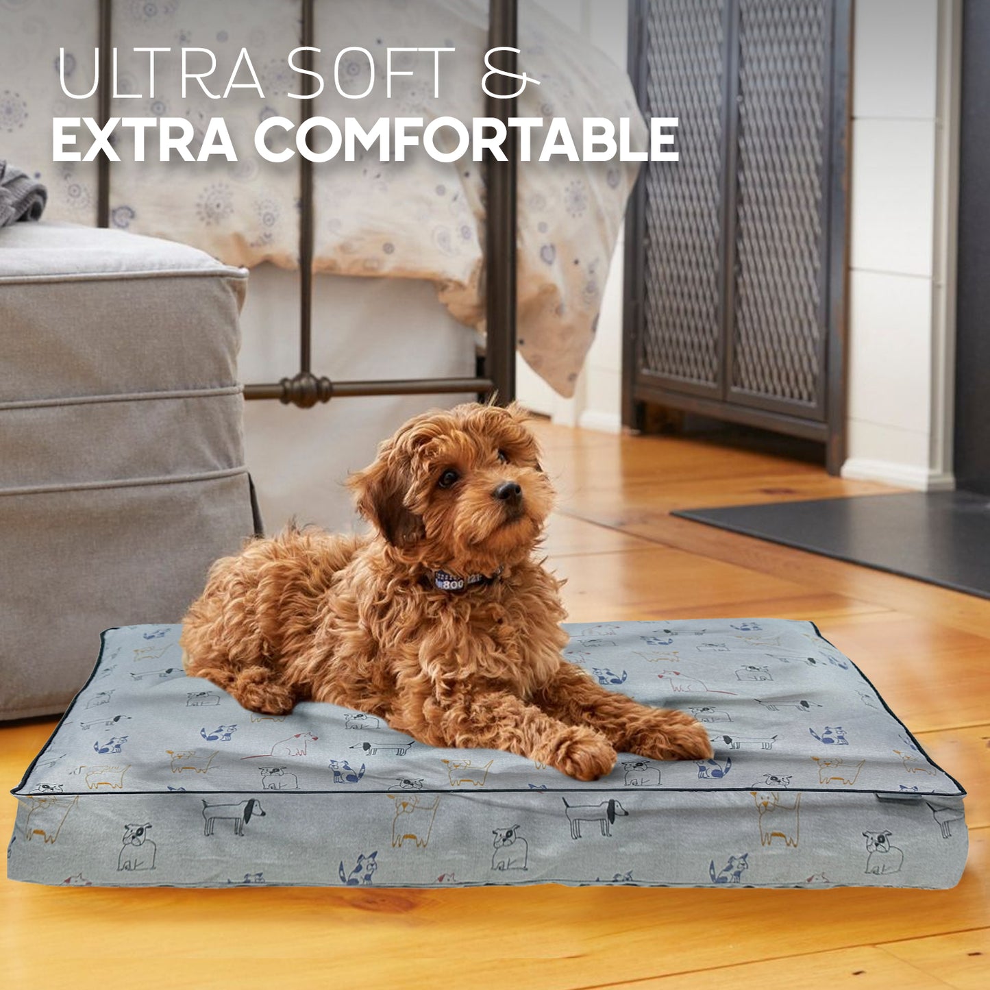 Paws and Décor Orthopedic Dog Bed - Enhanced Joint Support with Outlined Dog Design, Durable High-Density Foam Mattress for Comfort For Dogs.