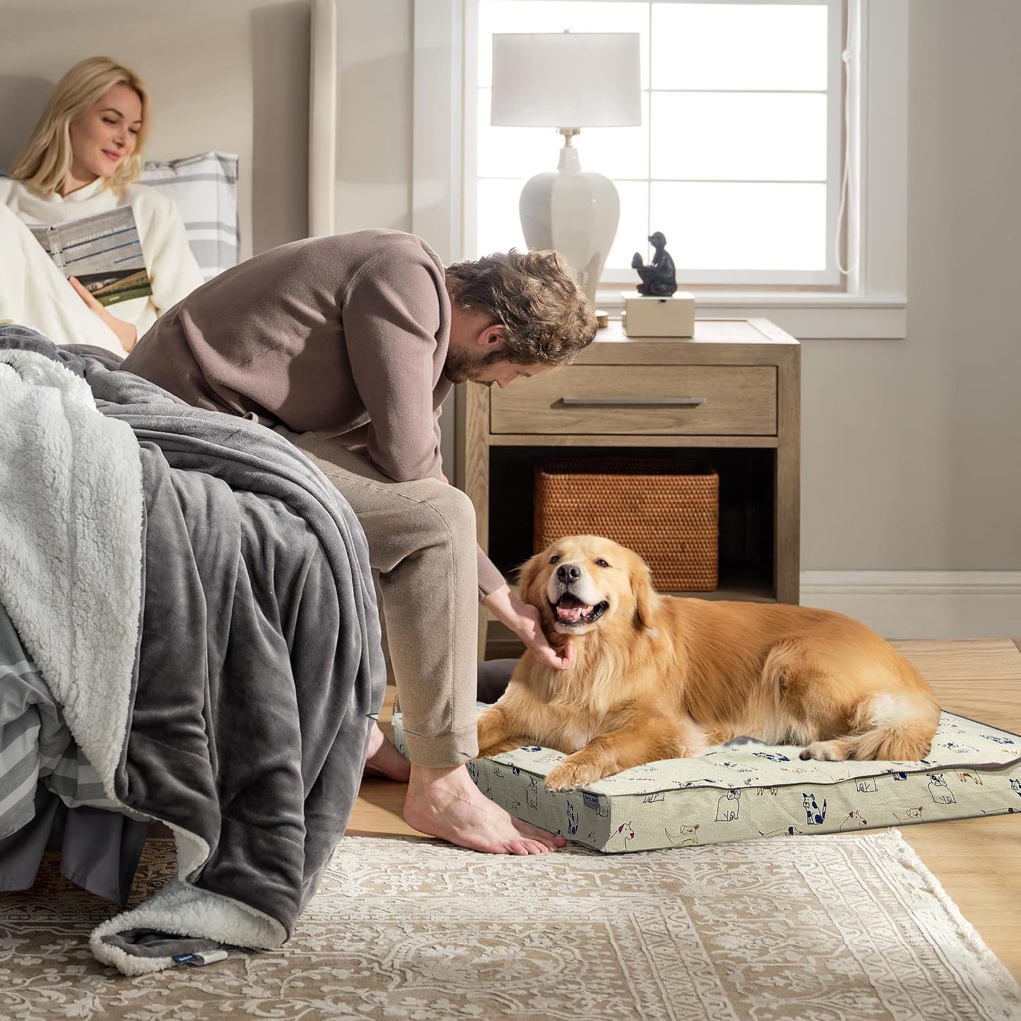 Paws and Décor Orthopedic Dog Bed - Enhanced Joint Support with Outlined Dog Design, Durable High-Density Foam Mattress for Comfort For Dogs.