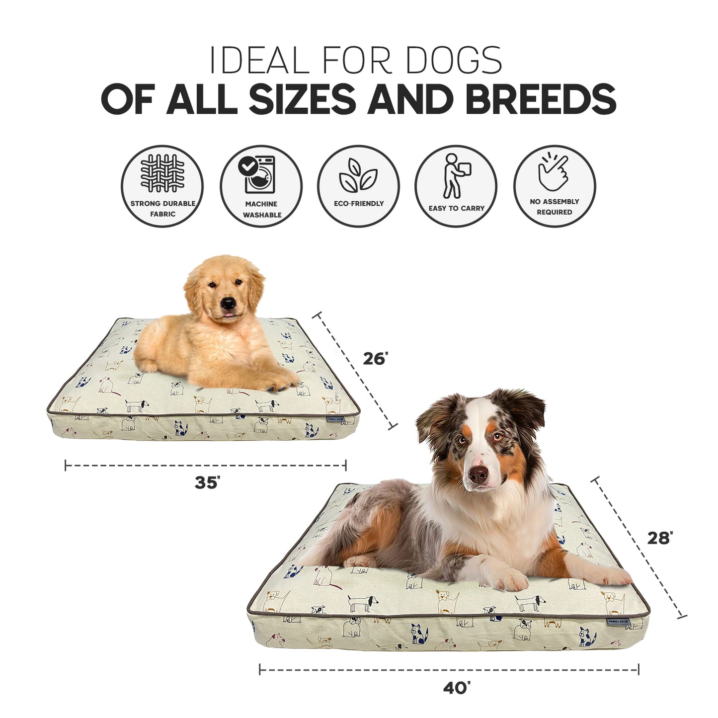 Paws and Décor Orthopedic Dog Bed - Enhanced Joint Support with Outlined Dog Design, Durable High-Density Foam Mattress for Comfort For Dogs.