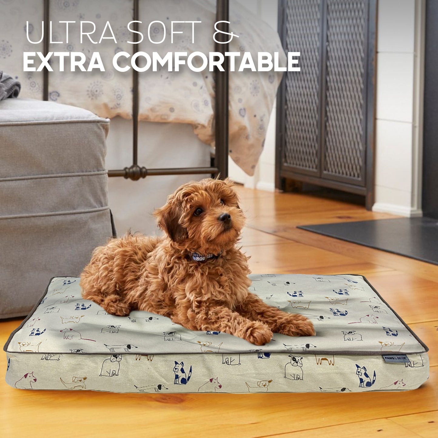 Paws and Décor Orthopedic Dog Bed - Enhanced Joint Support with Outlined Dog Design, Durable High-Density Foam Mattress for Comfort For Dogs.