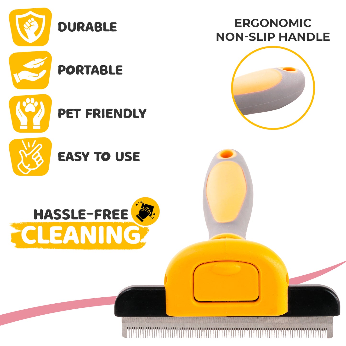 Precious Tails Pet Grooming Brush,  Deshedding Tool for Cats and Dogs, Dematting Undercoat Rake, Dog Brush for Shedding, Reduce Shedding