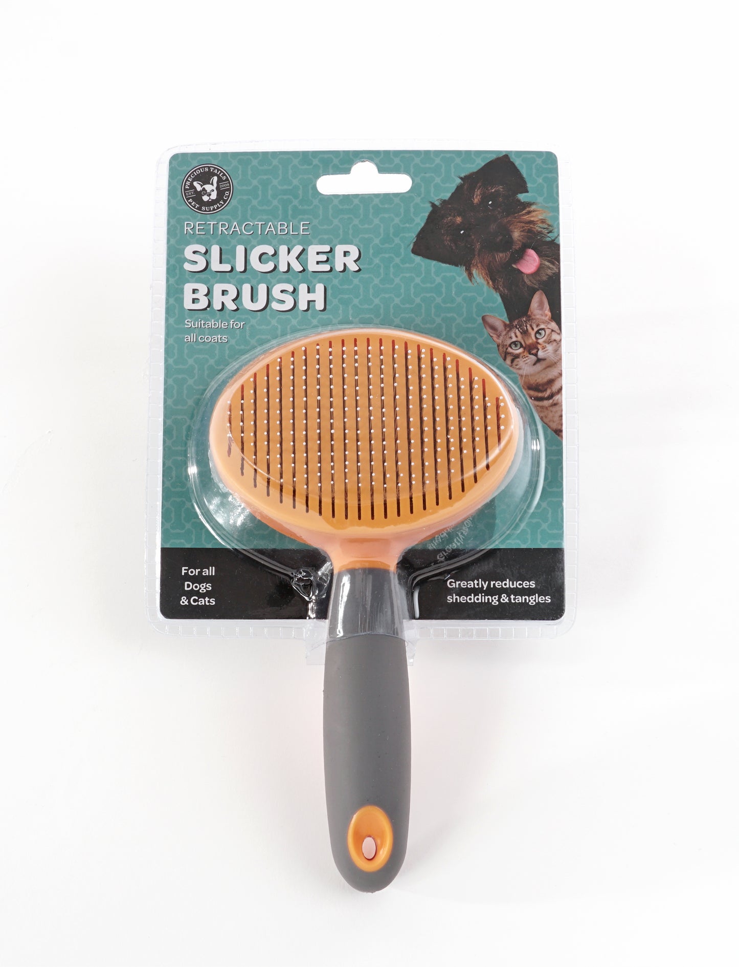 Precious Tails Dog Brush, Cat Brush, Pet Detangling Grooming Brush for Hair Removal of Pets, Retractable Slicker Brush