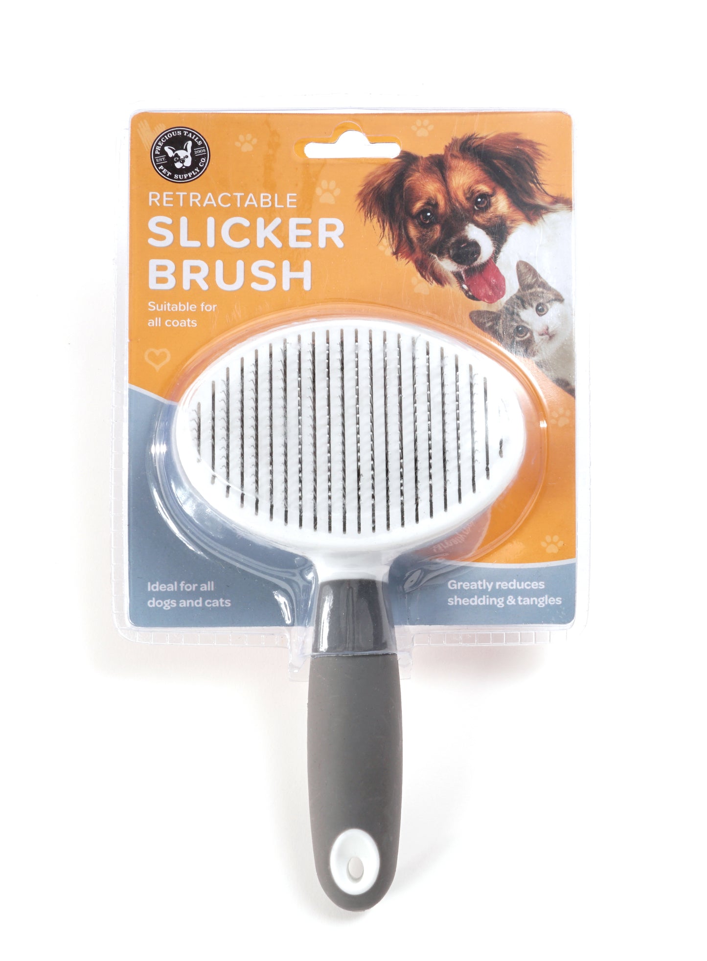 Precious Tails Dog Brush, Cat Brush, Pet Detangling Grooming Brush for Hair Removal of Pets, Retractable Slicker Brush