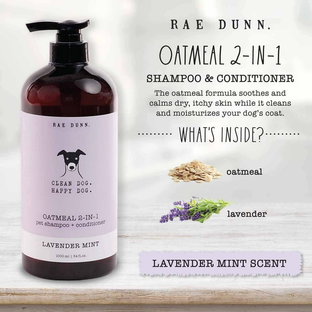 Rae Dunn "Clean Dog. Happy Dog." Oatmeal  2-IN-1 Pet Shampoo and Conditioner