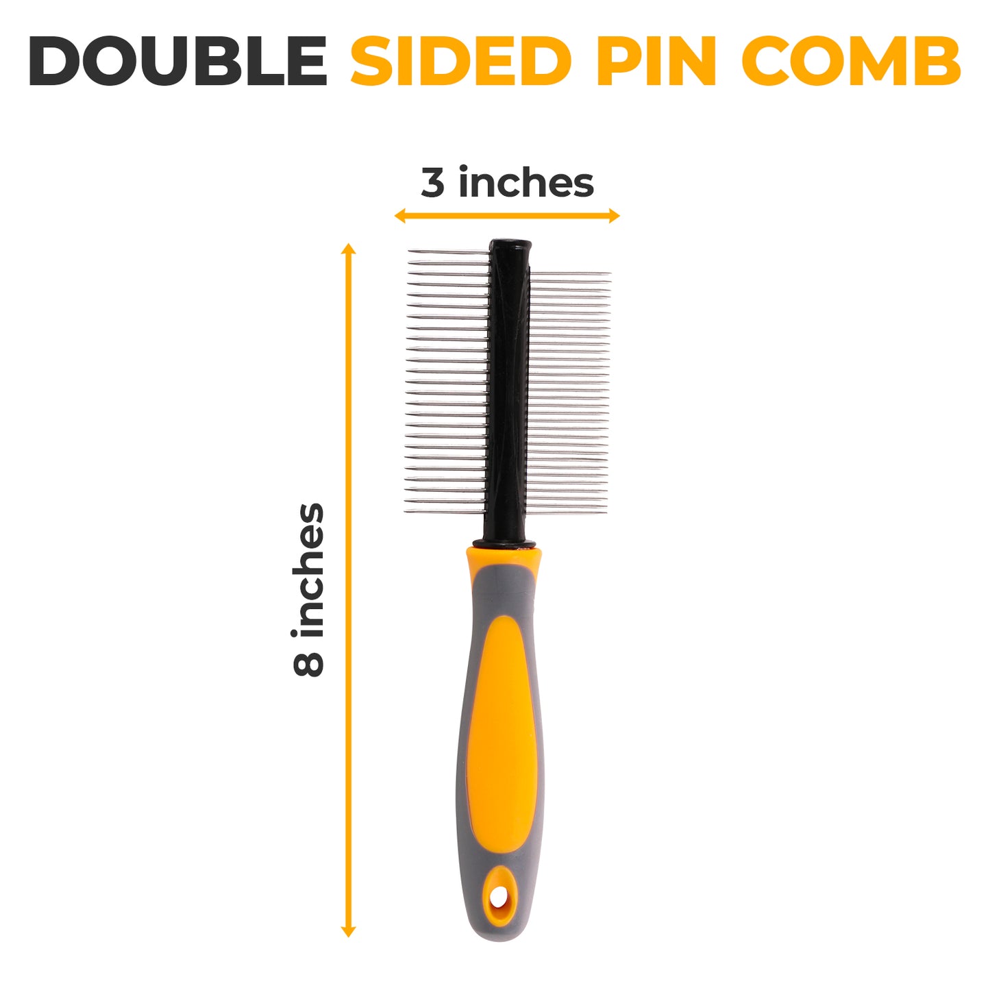 Precious Tails Dog Cat Pet Comb, Tick and Flea Comb, Detangling Pet Comb, Metal Comb for Removing Matted Fur Knots and Tangles, Double Sided Pin Metal Comb