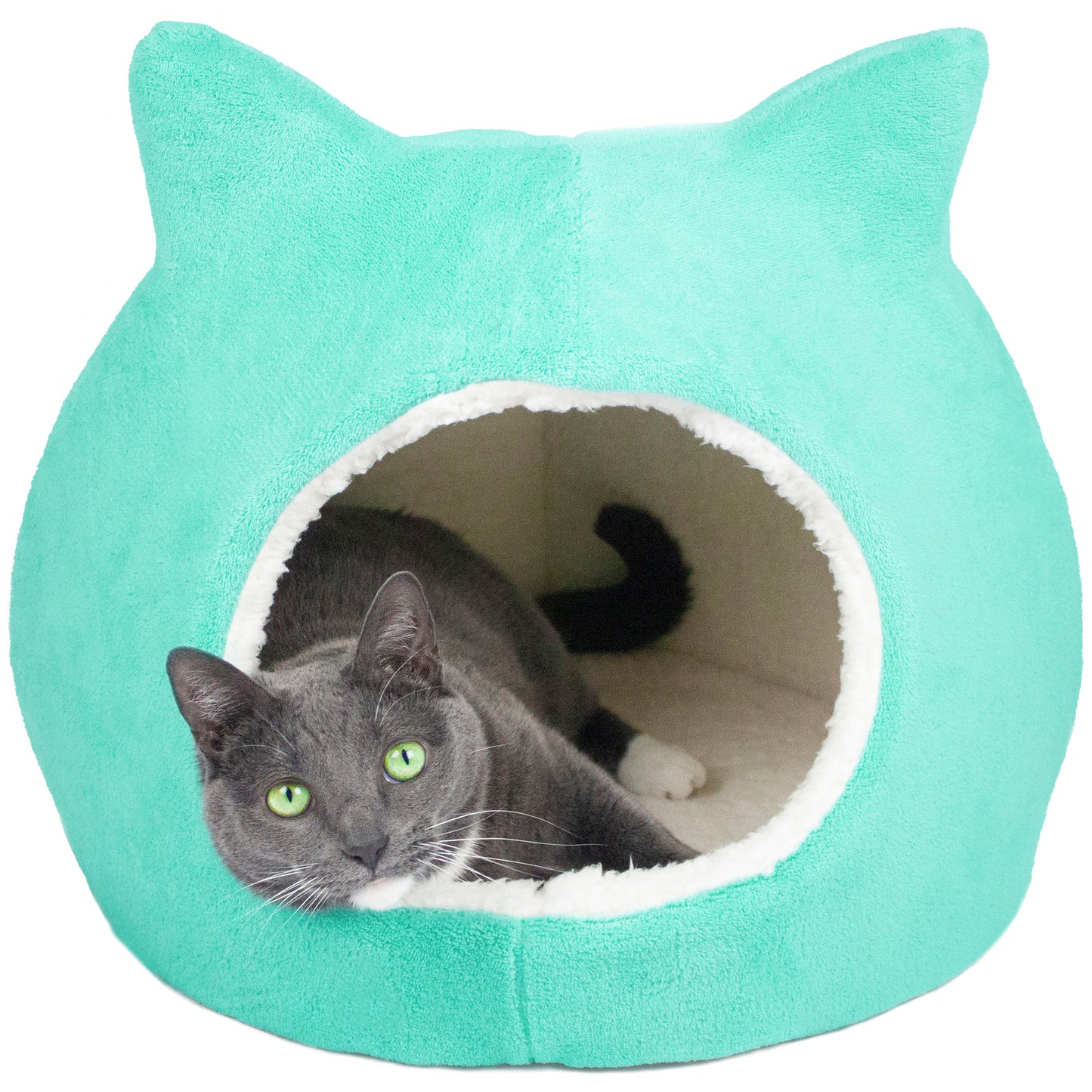 Details Cat Bed, Cave Beds for Cats, Sherpa Fleece Cat House/Tent with Removable Cushion for Pet Kittens