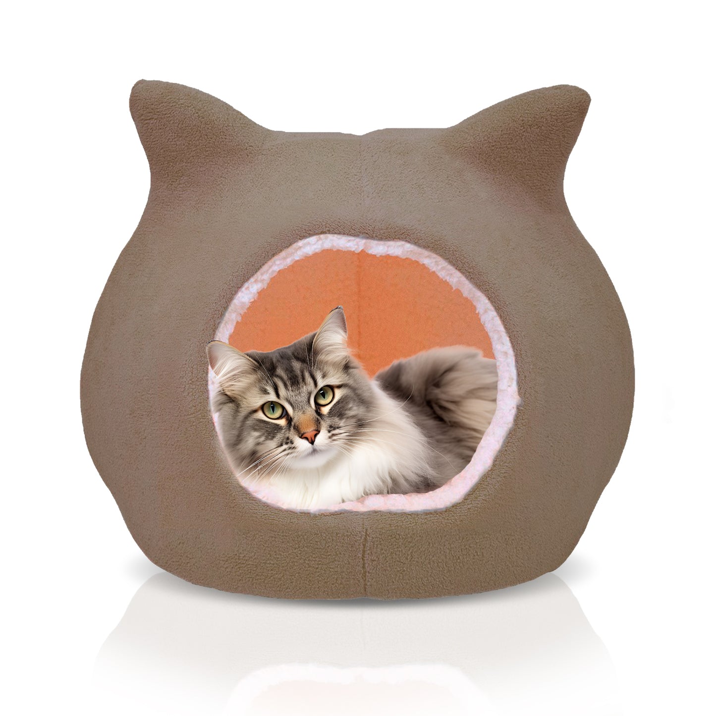 Details Cat Bed, Cave Beds for Cats, Sherpa Fleece Cat House/Tent with Removable Cushion for Pet Kittens