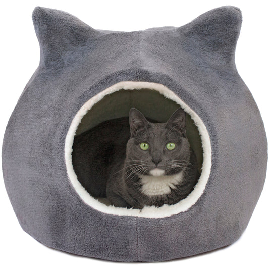 Details Cat Bed, Cave Beds for Cats, Sherpa Fleece Cat House/Tent with Removable Cushion for Pet Kittens