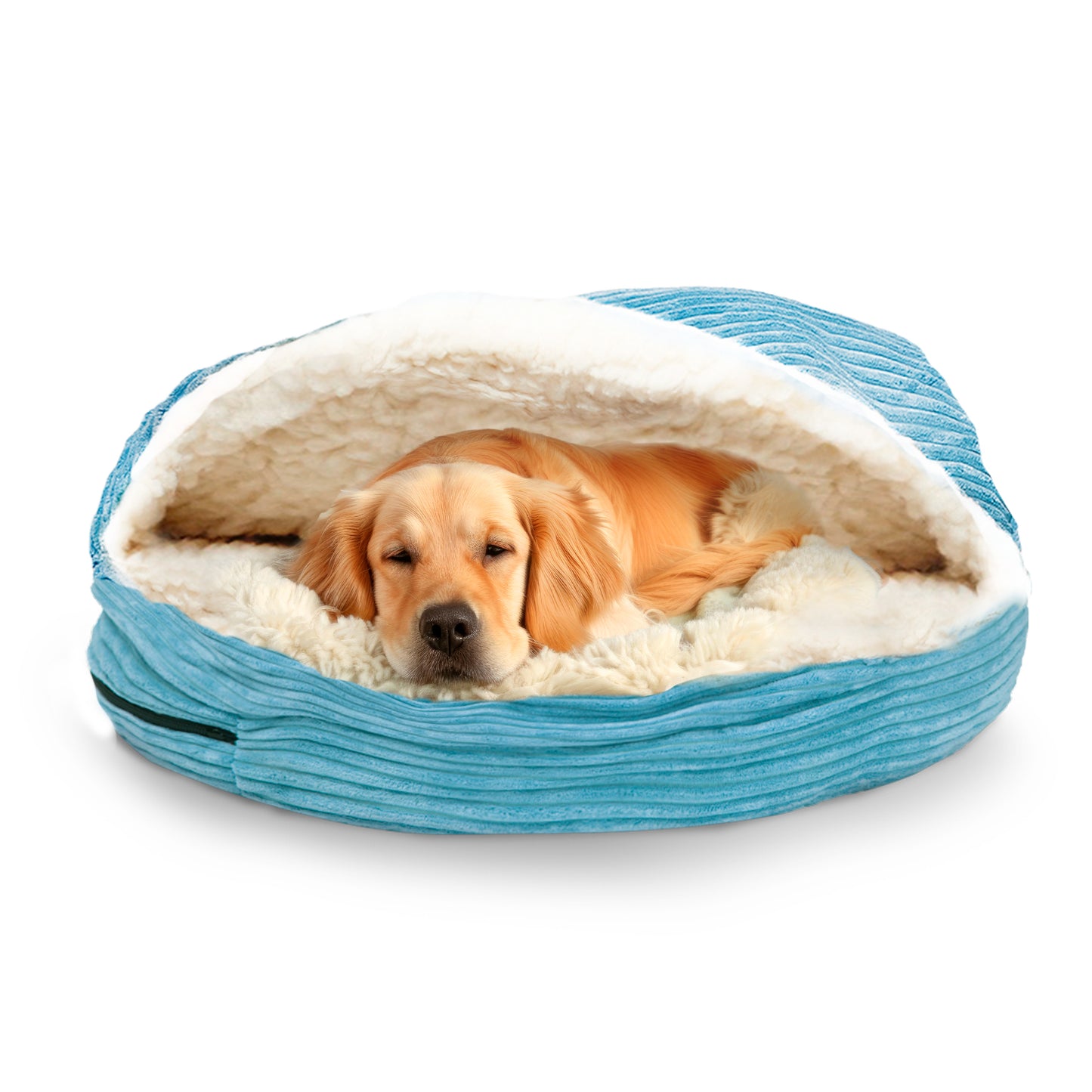 Details Cozy Pet Bed Cave, Hooded Dog Bed Dome for Small Medium Dogs, Washable, Corduroy and Sherpa Lined Pouched Beds