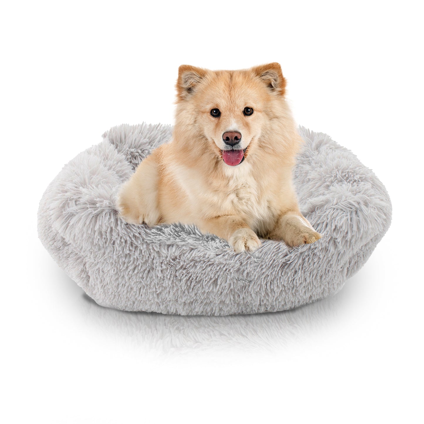 Details Dog Bed for Small Medium Dogs, Plush Calming Sleeping Cuddler for Pet, Super Lux Shaggy Fur Cushion Beds