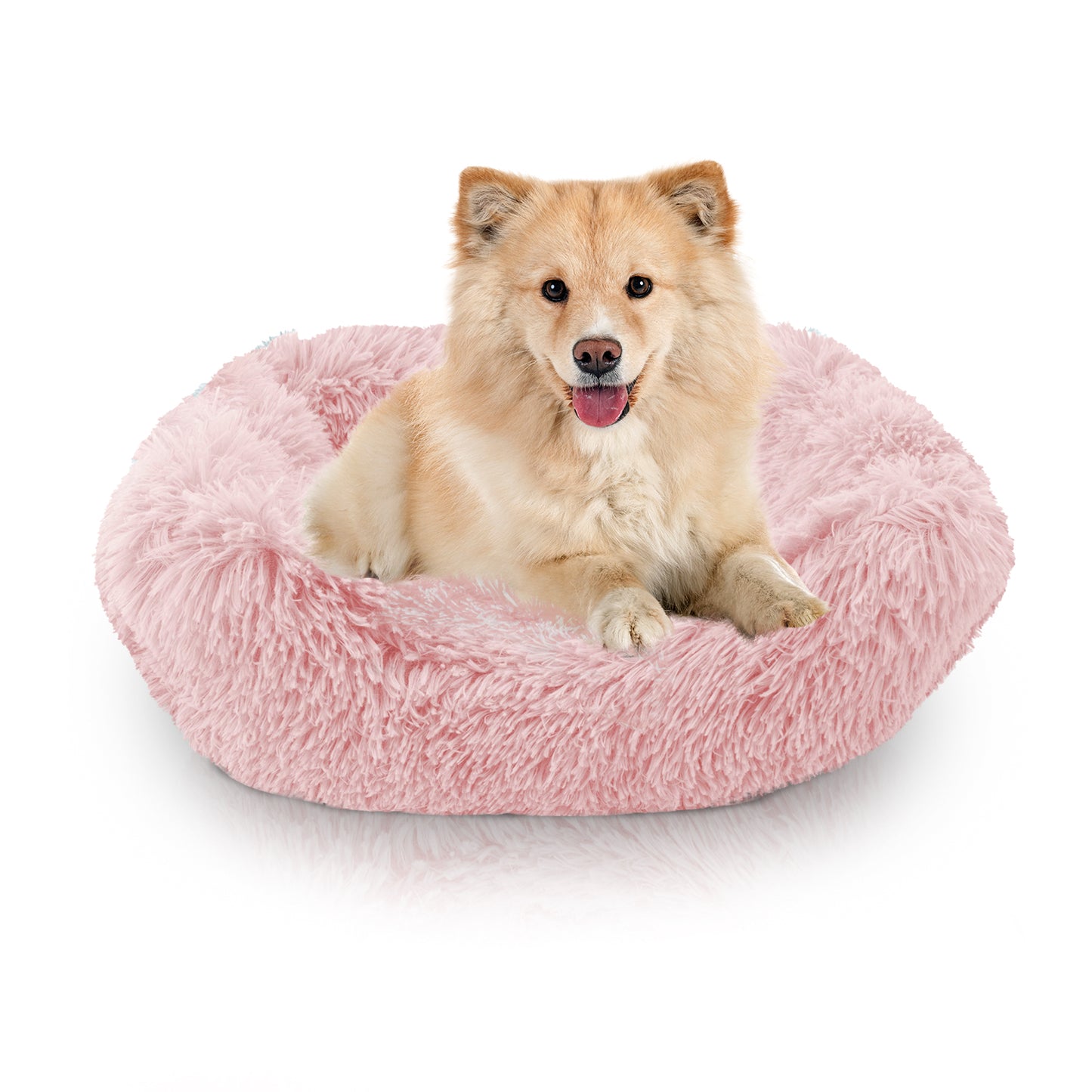 Details Dog Bed for Small Medium Dogs, Plush Calming Sleeping Cuddler for Pet, Super Lux Shaggy Fur Cushion Beds