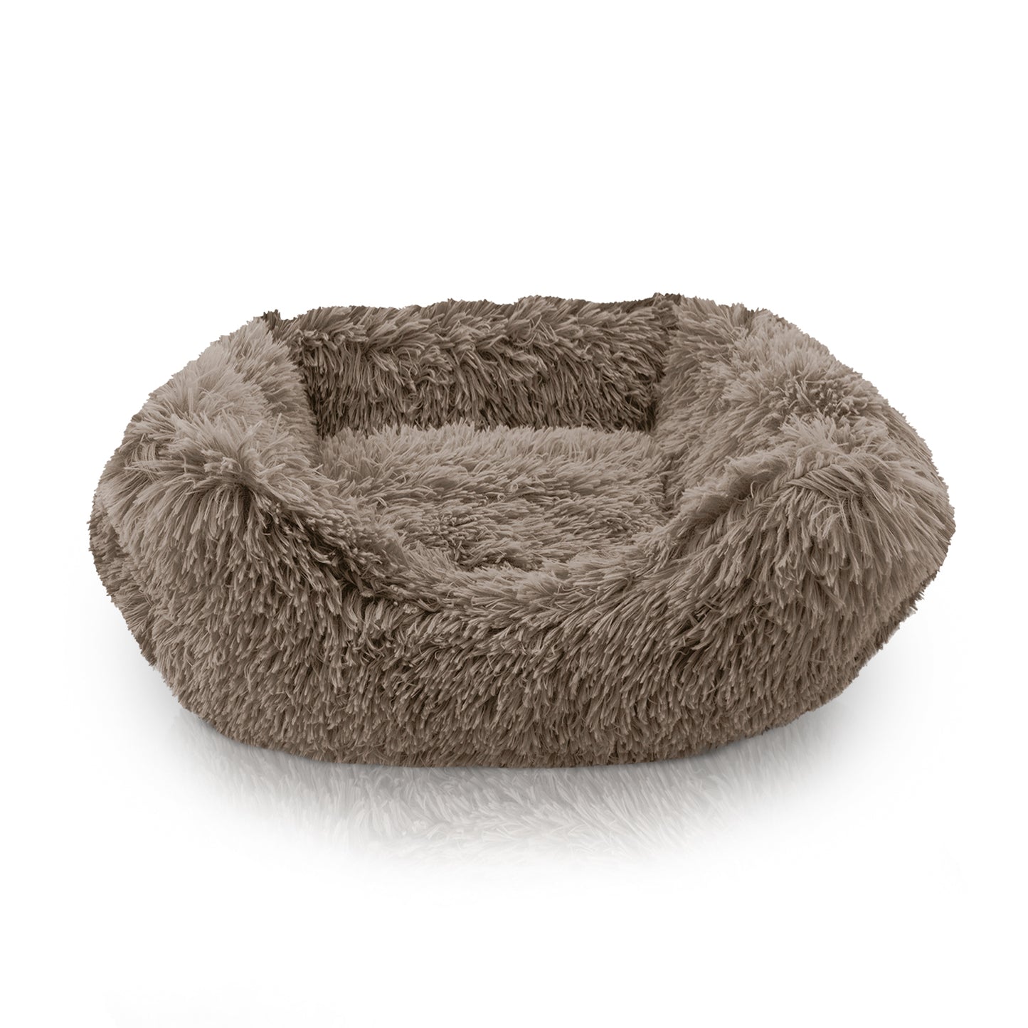 Details Dog Bed for Small Medium Dogs, Plush Calming Sleeping Cuddler for Pet, Super Lux Shaggy Fur Cushion Beds