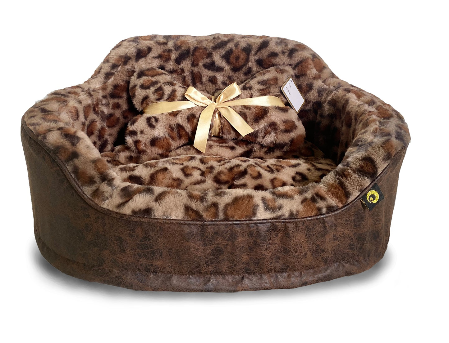 Dream Black Label Leopard Princess Dog Bed - Puppy Bed for Small Dogs - Washable Cuddler Cat Bed - Elegant, Royal Design Beds for Puppy and Kitten