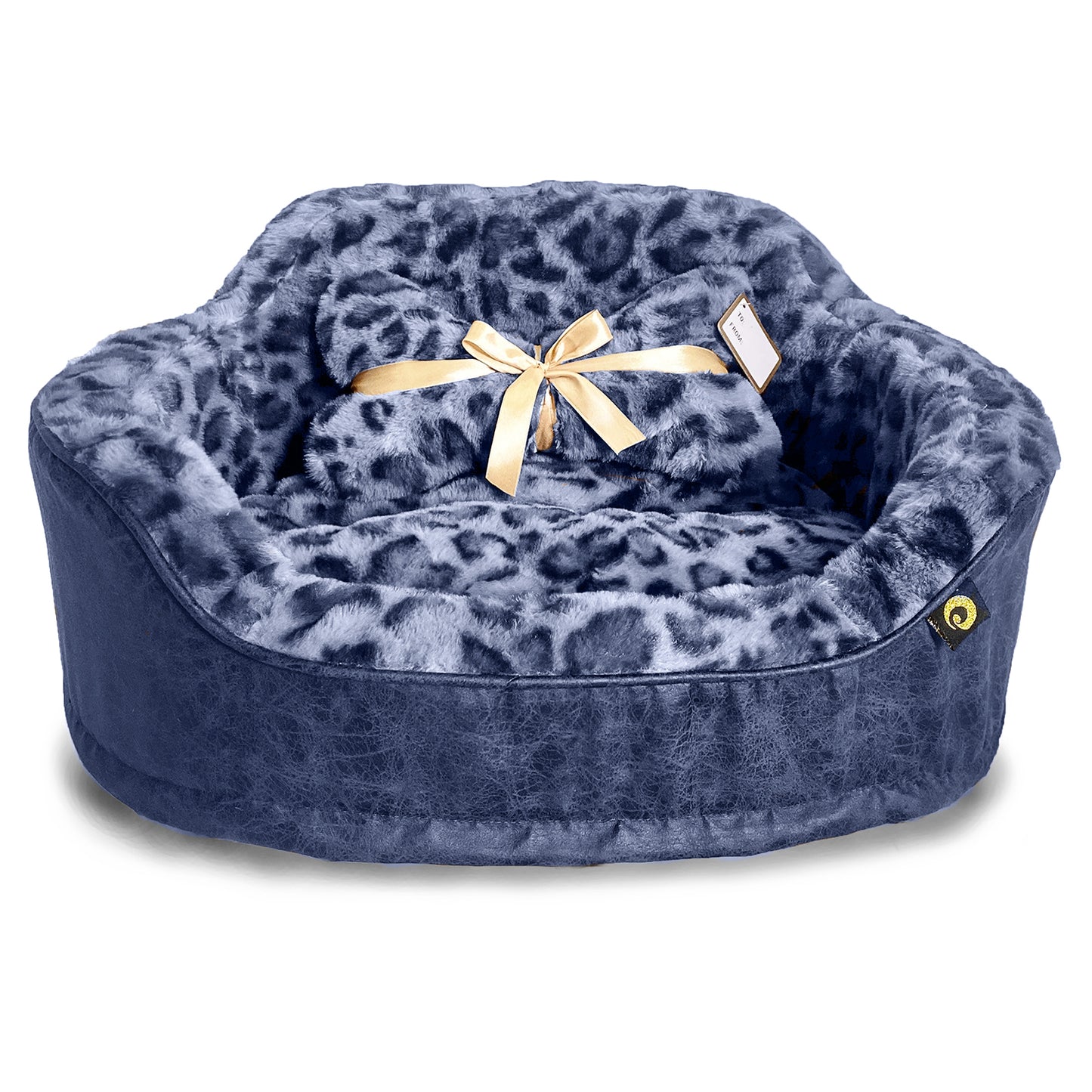 Dream Black Label Leopard Princess Dog Bed - Puppy Bed for Small Dogs - Washable Cuddler Cat Bed - Elegant, Royal Design Beds for Puppy and Kitten