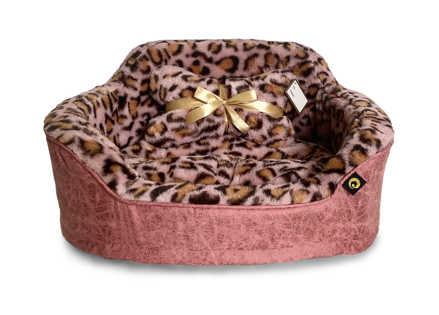 Dream Black Label Leopard Princess Dog Bed - Puppy Bed for Small Dogs - Washable Cuddler Cat Bed - Elegant, Royal Design Beds for Puppy and Kitten