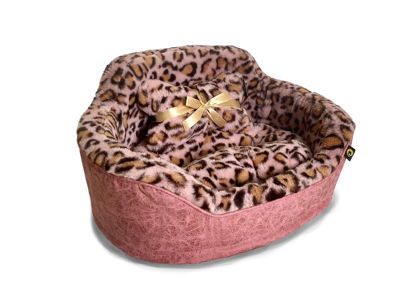 Dream Black Label Leopard Princess Dog Bed - Puppy Bed for Small Dogs - Washable Cuddler Cat Bed - Elegant, Royal Design Beds for Puppy and Kitten