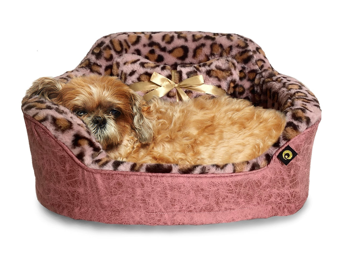 Dream Black Label Leopard Princess Dog Bed - Puppy Bed for Small Dogs - Washable Cuddler Cat Bed - Elegant, Royal Design Beds for Puppy and Kitten