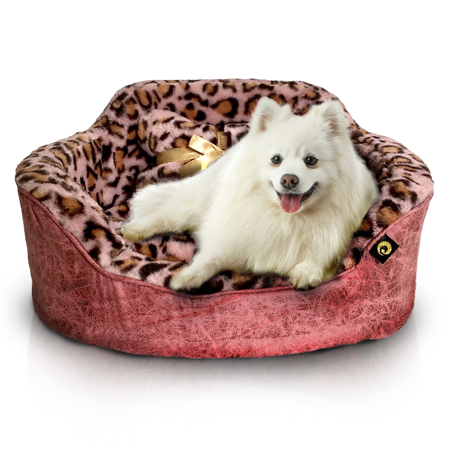 Dream Black Label Leopard Princess Dog Bed - Puppy Bed for Small Dogs - Washable Cuddler Cat Bed - Elegant, Royal Design Beds for Puppy and Kitten