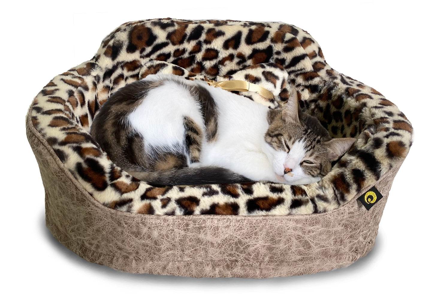 Dream Black Label Leopard Princess Dog Bed - Puppy Bed for Small Dogs - Washable Cuddler Cat Bed - Elegant, Royal Design Beds for Puppy and Kitten