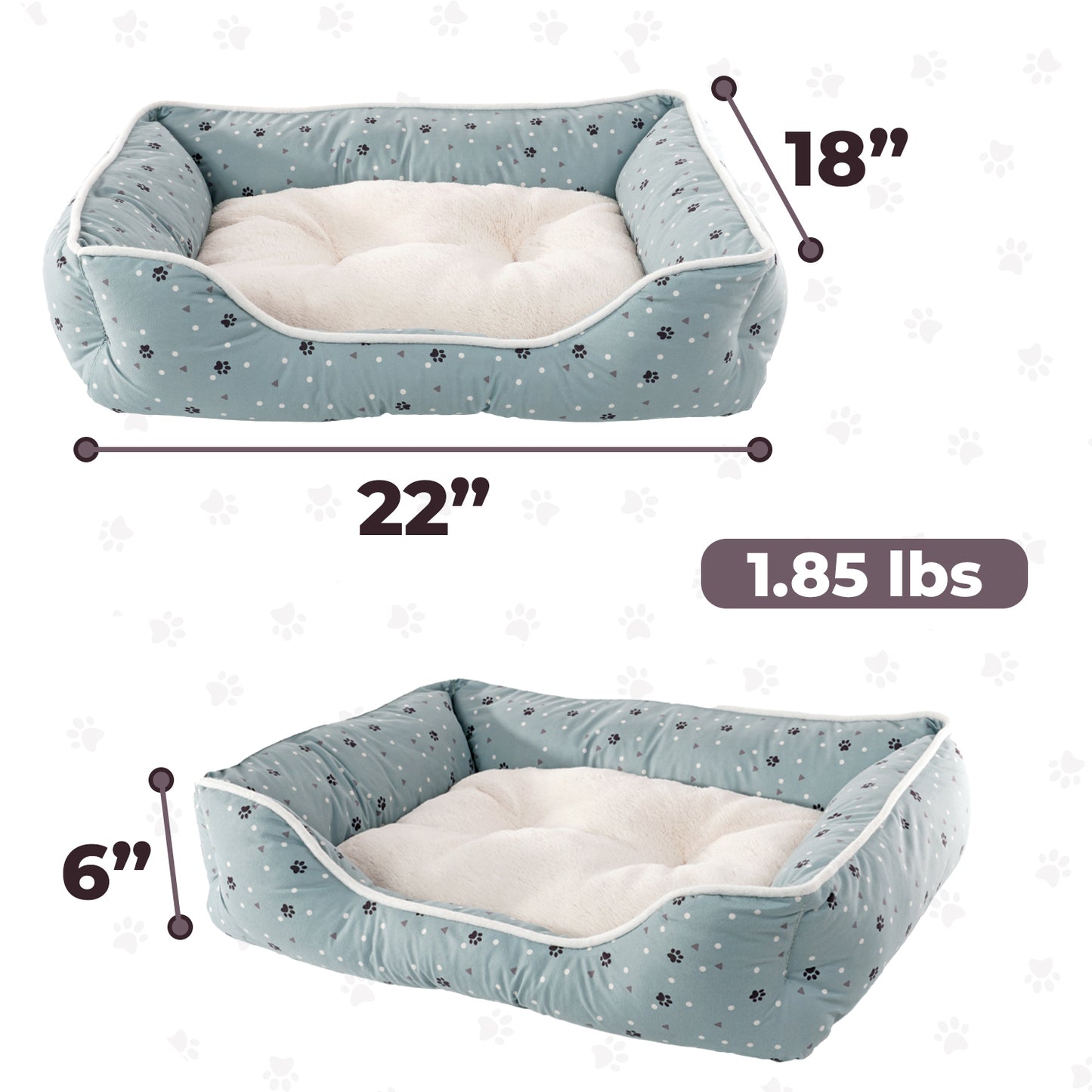 Details Microsuede Pet Bed, Dog Beds for Small Dogs and Cats, Calming Cuddler Bed for Pets with Sides and Plush Center