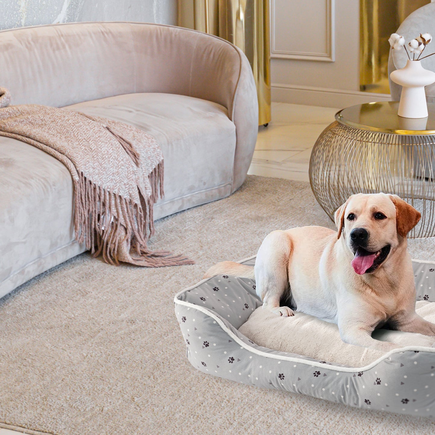 Details Microsuede Pet Bed, Dog Beds for Small Dogs and Cats, Calming Cuddler Bed for Pets with Sides and Plush Center