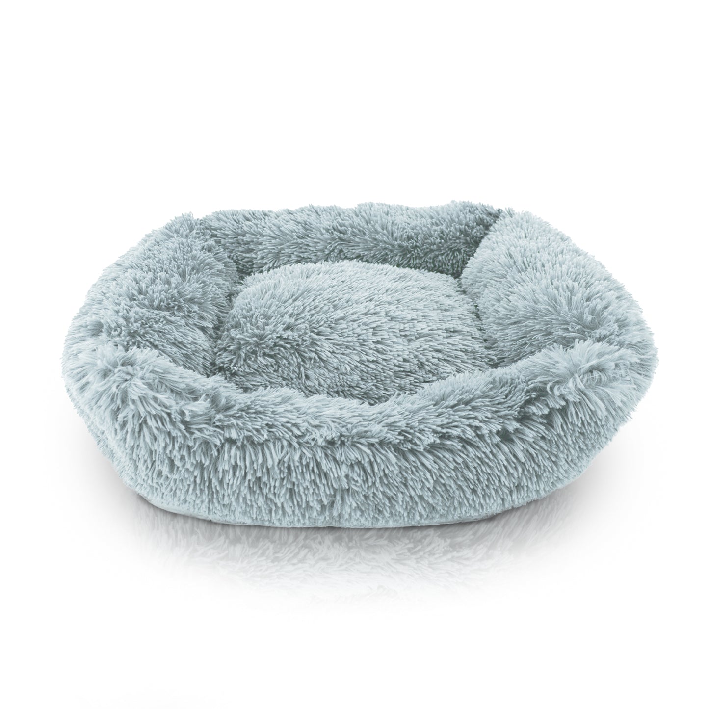 Details Dog Bed for Small Medium Dogs, Plush Calming Sleeping Cuddler for Pet, Super Lux Shaggy Fur Cushion Beds