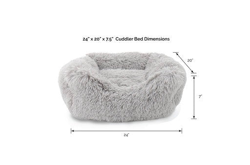 Details Dog Bed for Small Medium Dogs, Plush Calming Sleeping Cuddler for Pet, Super Lux Shaggy Fur Cushion Beds