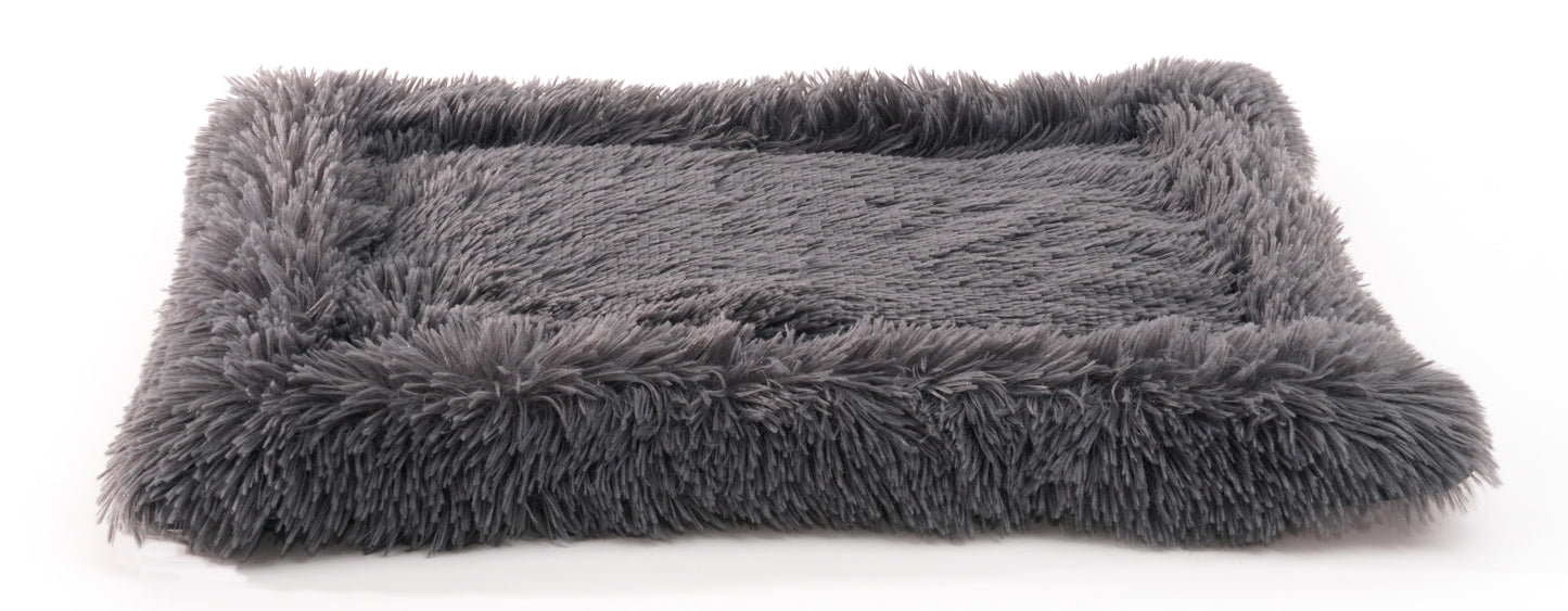 Details Pet Bed Mat, Plush Eyelash Faux Fur Calming Blanket Carpet Rug Mattress for  Cats and Dogs, Bordered Design