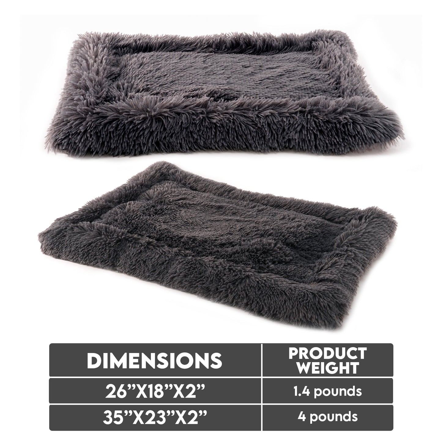 Details Pet Bed Mat, Plush Eyelash Faux Fur Calming Blanket Carpet Rug Mattress for  Cats and Dogs, Bordered Design